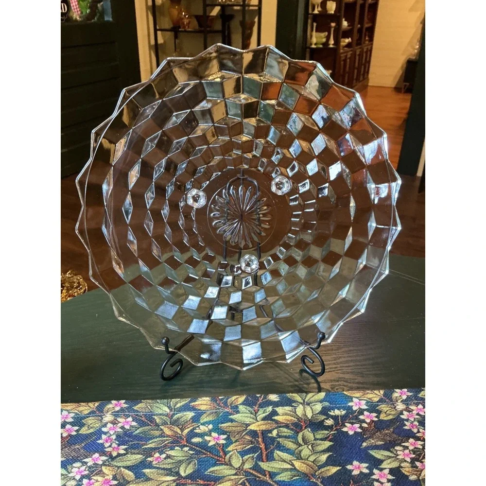 Vintage Fostoria American Clear Glass 3 Footed 12.5